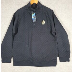 Blue 84 NHL Toronto Maple Leafs Mens Quilted Snap Mock Neck Pullover Black Sz M
